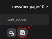 The magnifying-glass icon for viewing a task's run log
